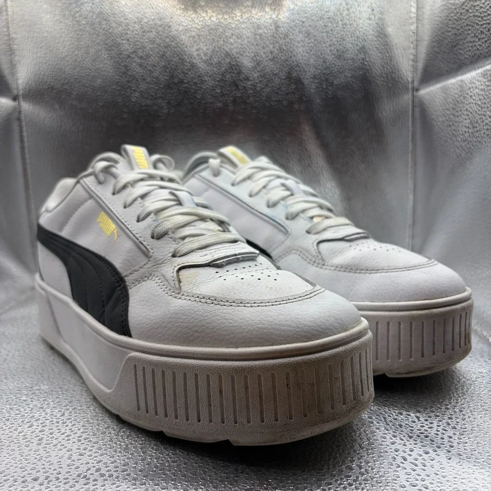 Size 10 Puma Karmen Rebelle White Black Womens Platform Sneaker Shoes 387212-02